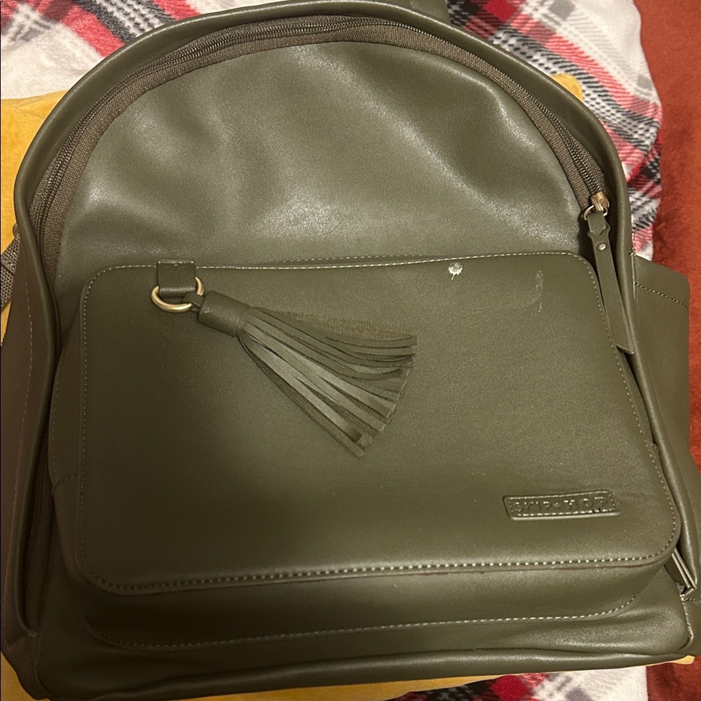 Olive Green Backpack with Tassel